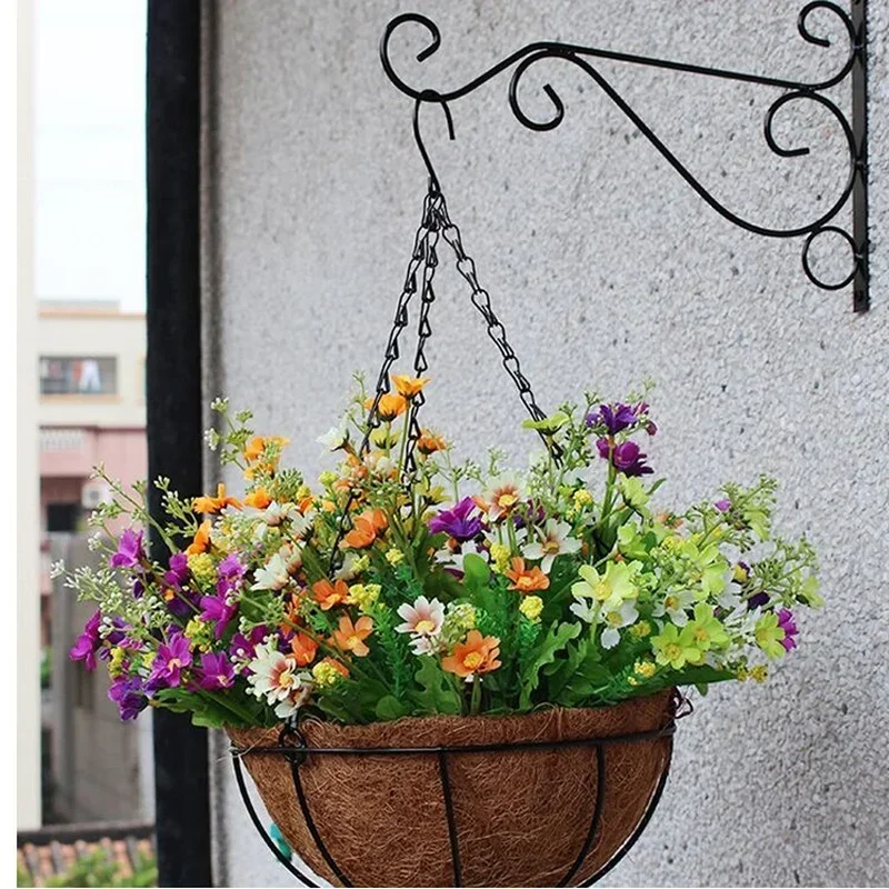 40cm Imitation Rattan Hanging Basket Flower Pot Hanging Chain Hooks Plant Grow Basin Pot Basket Hanging Chain Home Garden Decor