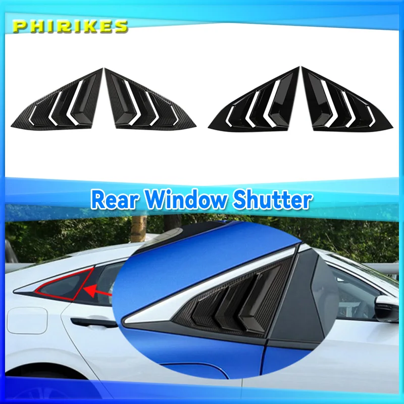 

2pcs Car Sides Quarter Glass Vent Louver Shutter Cover Exterior Accessories For Honda Civic 10th 2016-2021