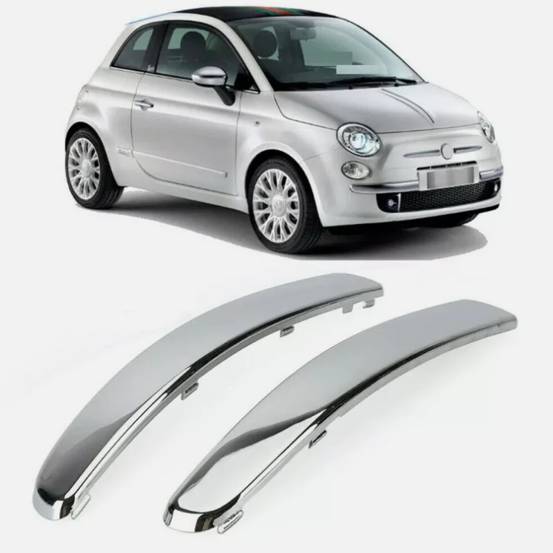 2pcs For Fiat 500 2007-2015 Lounge Plastic Front Bumper Moulding Lower Chrome Trim Left Right Car Exterior Parts