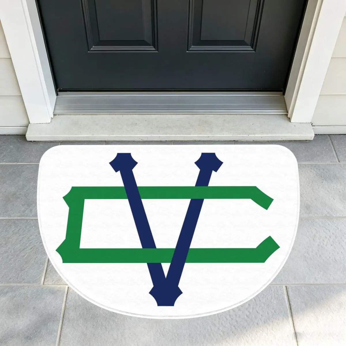 Vancouver Canucks Monogram Soft Flannel Half Round Doormat Non Slip Bathroom Mat Absorbent Floor Carpet for Garage
