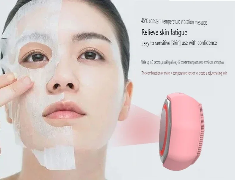 Dispositivo elettrico per la bellezza del viso, 45 ℃   Impacco caldo a temperatura costante, massaggio a vibrazione ultrasonica per la cura del viso, LED, USB ML-029