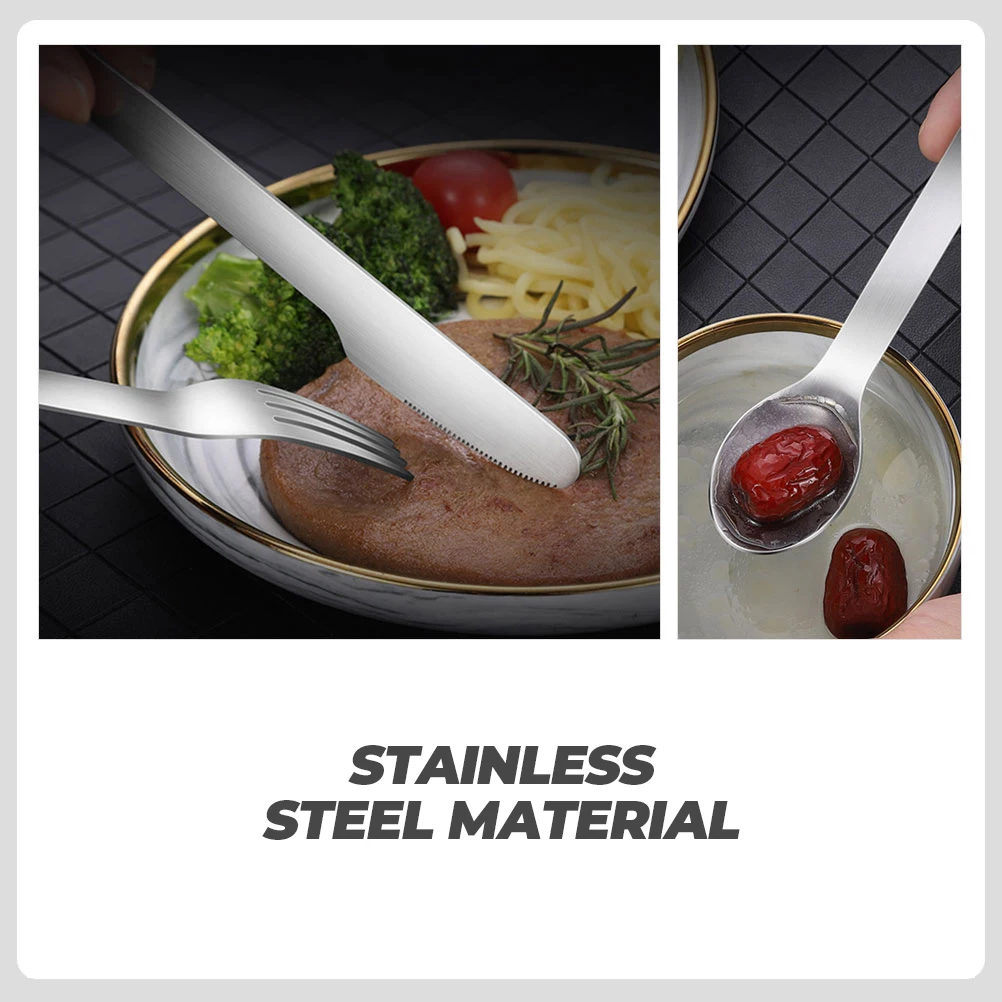 

Stainless Steel Cutlery Set Knife Fork Spoon Camping Travel Serving Utensils Restaurant Western Dinnerware Steak