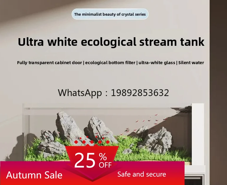 

new native stream bottom filter fish tank landscaping full set of aquatic plants ultra-white glass ecological aquarium