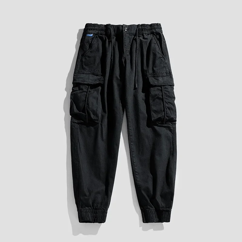 New Cotton Joggers Cargo Pants Men Fashion Multi-Pocket Casual Pants Mens Streetwear Solid Color Trousers Man Sweatpants