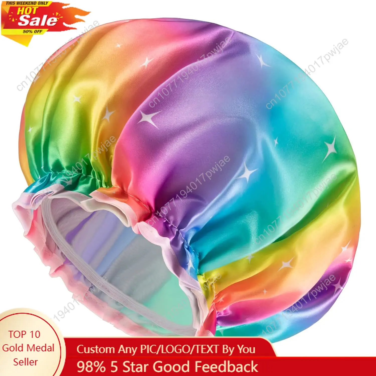 

Shower Cap for Women Reusable Shower Cap Double Waterproof Hair for Shower Soft PVC Lining Bath for Girls X-Large Pack
