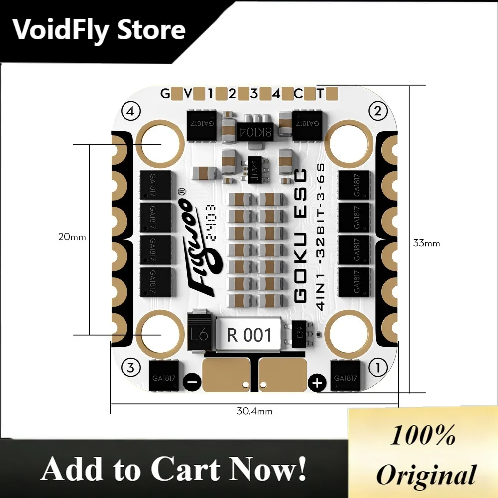 VoidFly GOKUGOKU F722 Pro Mini V2 45A 32Bit 128K 20X20 Stack Plug&Play O4 / O4 Pro （AM32）