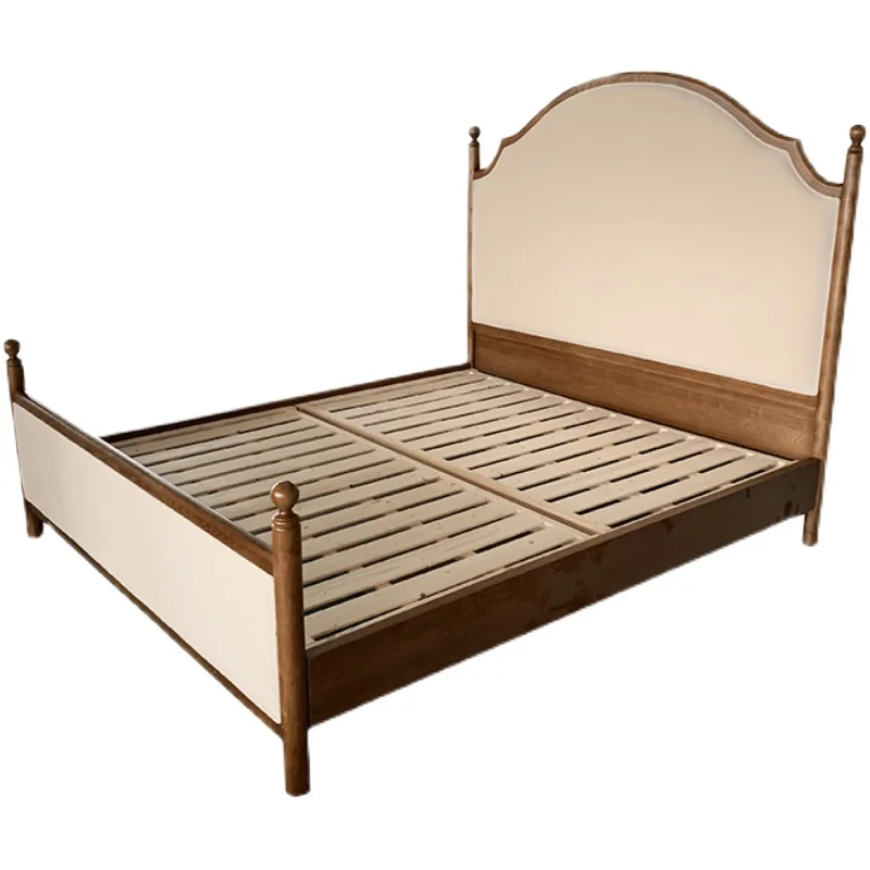 American country solid wood bed simple modern villa bedroom double bed high-end custom direct sales fabric bedside bed