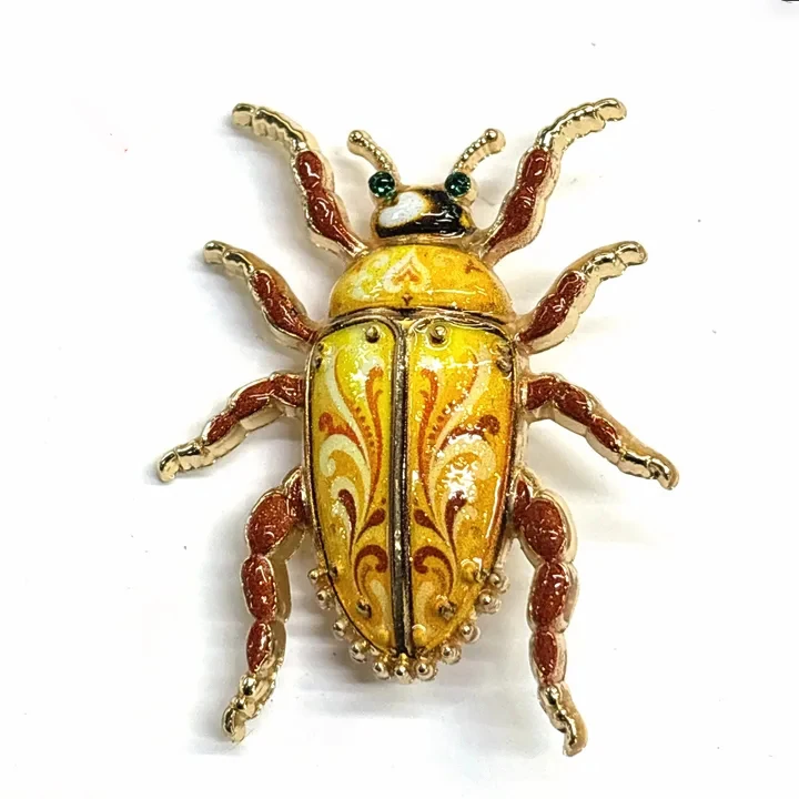 Vintage Enamel Beetle Brooches Colorful Rhinestone Insect Ladybug Lapel Pins Scarab Bug Coat Jewelry Gifts