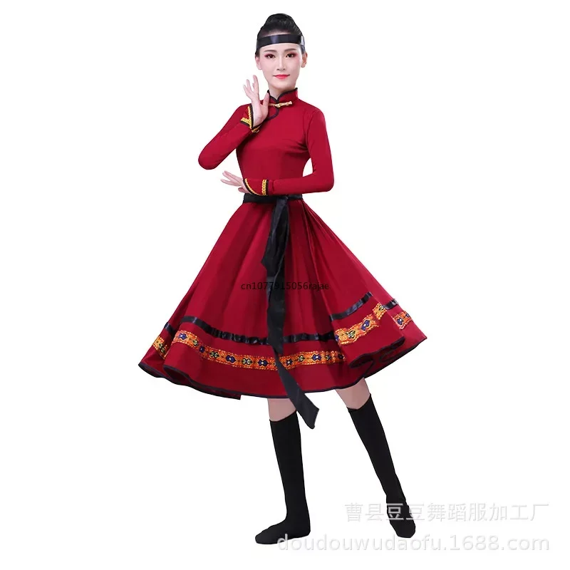 Mongolische traditionelle Hanfu Kleidung klassische National kostüme tibetische Tanz kostüm Minderheit Volkstanz Kostüme Bühnenshow