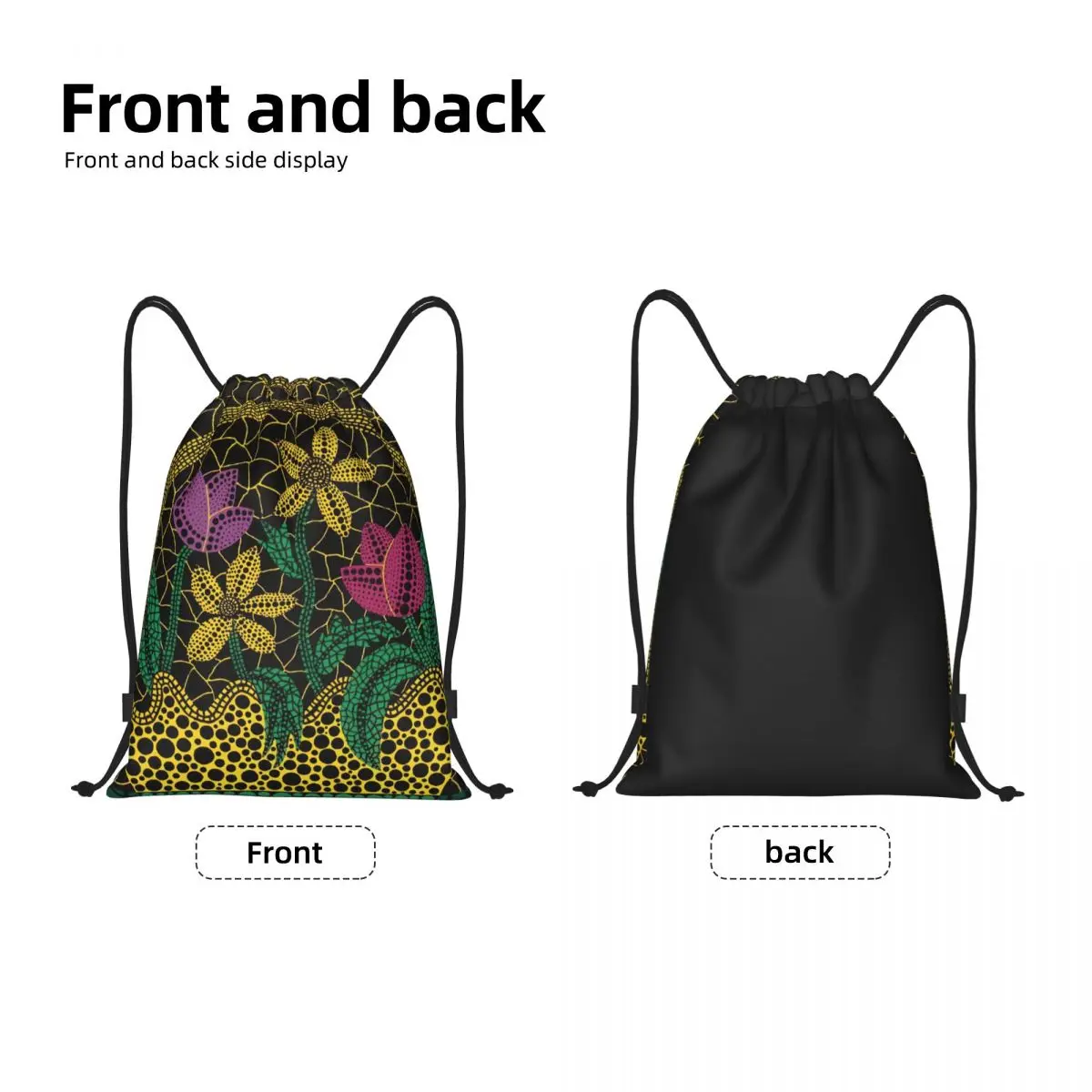 Custom Yayoi Kusama Drawstring Bag for Training Yoga Backpacks Women Men Colorful Flower in Basket Sports Gym Sackpack