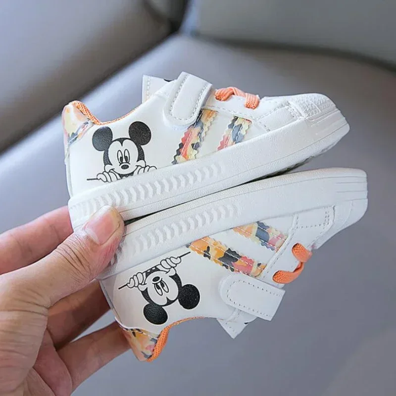 Disney White Casual Shoes For Baby Boy Girl Brand Children Sneaker Mickey Mouse Kids Sports Shoes Toddler Walking Shoes Rozmiar 25