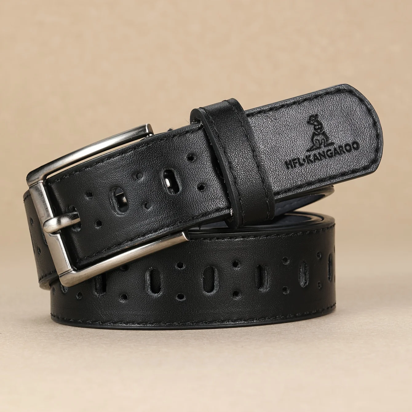 Unisex Preppy Style Hollow Pu Leather Pin Buckle Casual Belt