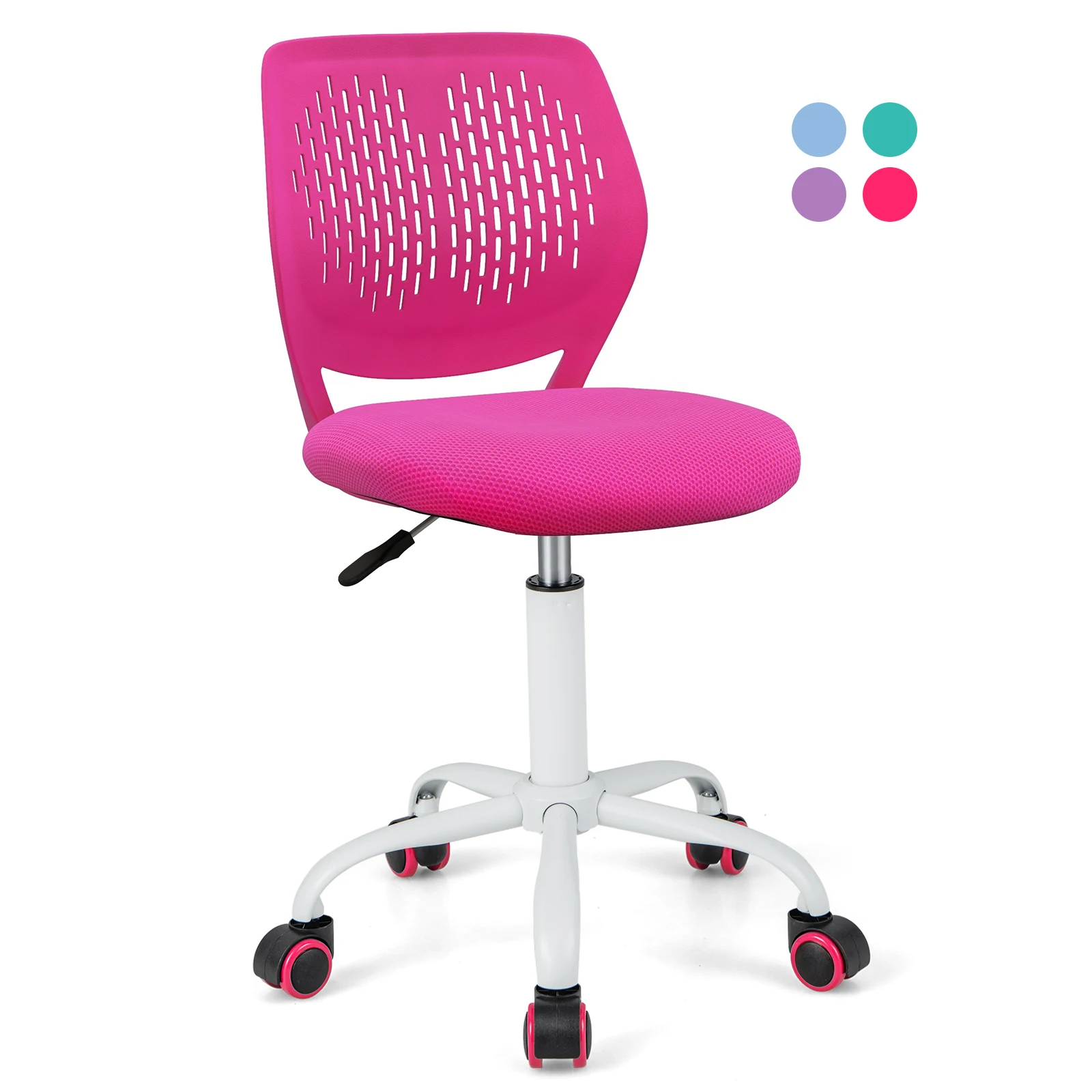 GOFLAME Kids Adjustable Mesh Chair, Ergonomic Armless Desk Chair with Ventilated PP Back & Soft Seat Cushion