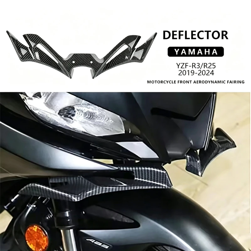 Winglets Pneumatic Front Fairing Wing Lower Wing Cover Protector Motorcycle Spoiler for Yamaha YZF R3 R25 2019-2024 Aerodynamic