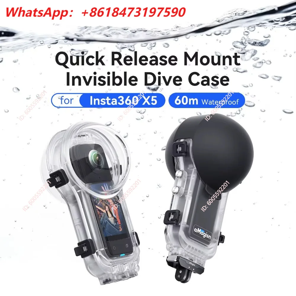 Dive Case for Insta360 X5 X4 Waterproof Housing Case for Insta 360 X5 X4 Underwater Protector Diving Shell Accessories