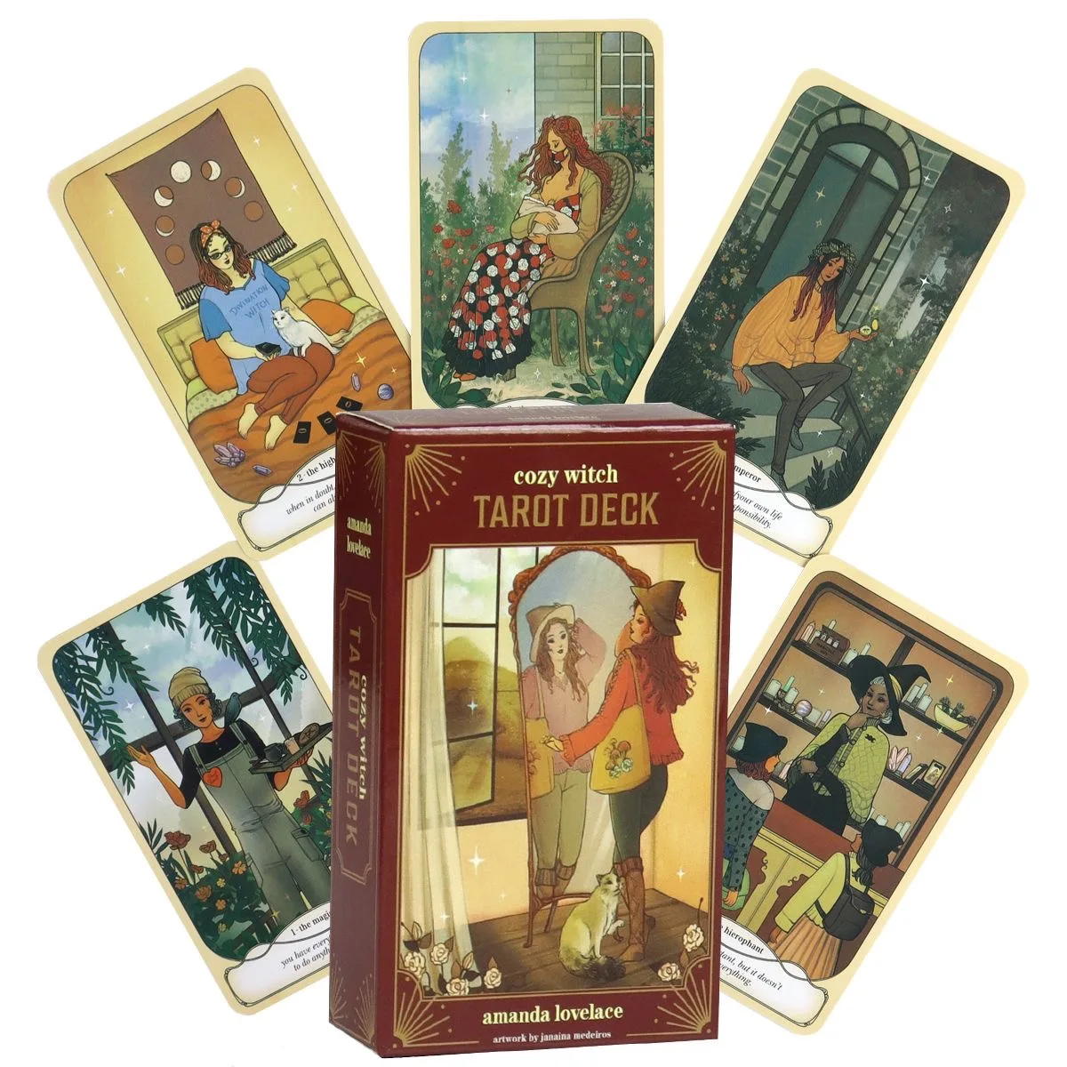 Cozy Witch Tarot 78-Piece Comfortable Women Daily Life Card Deck Approximately 10x7 Size for Personal Development And Divination