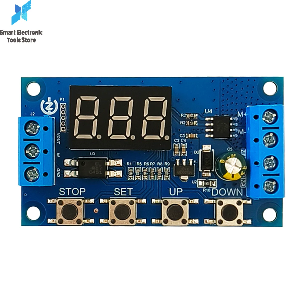 

Контроллер двигателя с щеткой триггера сигнала 50 Вт ZK-MC01 DC 3,3-15 В, контроллер прямого и обратного хода двигателя, автоматическая задержка времени цикла