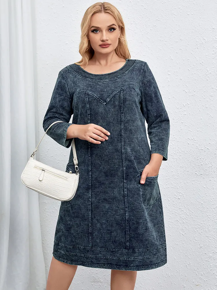 Robe en jean décontractée grande taille pour femmes, coupe ample, Mini robe, plusieurs couleurs disponibles
