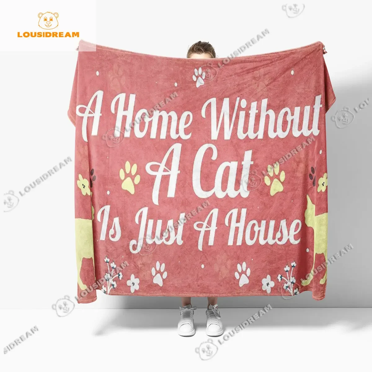 

Cute Cat Welcome Throw Blanket Cartoon Bed Covers Soft Plush Cover Cartoon Cats Kitty Blanket Bedroom Bedspread Home Decoration