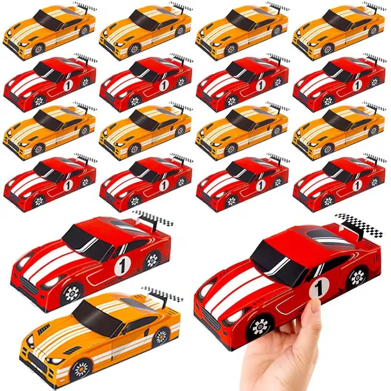Coffret cadeau thème voiture de course 10/20 pièces, cadeaux de fête d'anniversaire pour enfants garçons, boîtes d'emballage de bonbons et de biscuits, fournitures de décoration pour réception-cadeau