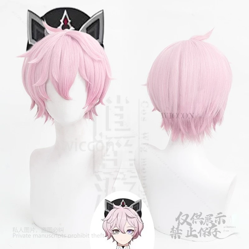 داليا تأثيري 30 سنتيمتر شعر مستعار أنيمي لعبة Genshin تأثير قصير الوردي التدرج شعر مستعار مقاومة للحرارة شعر مستعار اصطناعي غطاء للجنسين الباروكات كوس