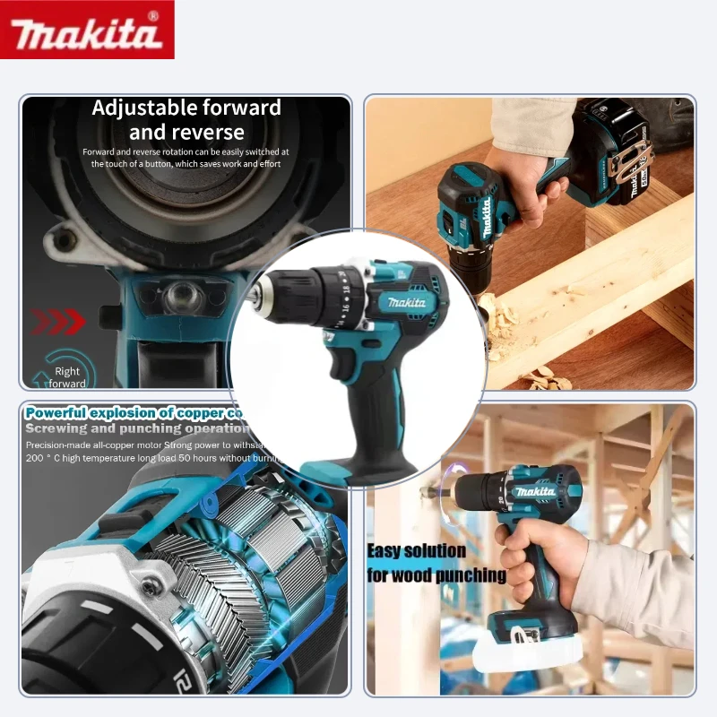 마키타 DDF487 오리지널 무선 드라이버 드릴 10mm 브러시리스 전동 고토크 임팩트 스크류드라이버 전동 공구