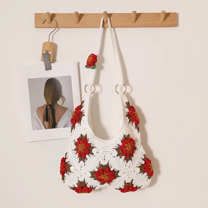 

Country Style Beach Bags For Women Luxury Designer Handbag And Purses 2026 New In Polyester Hand-Woven Hollow Underarm Shoulder