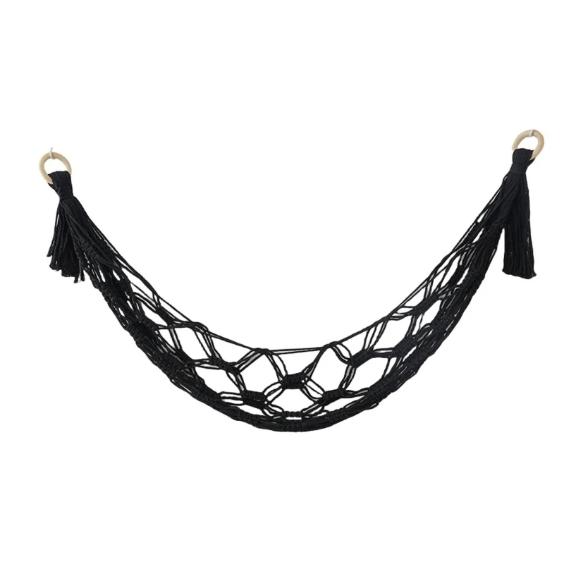 Macrames Toy Hammock Woven Cotton Rope Stuffed Animal Holder for Playroom Decor