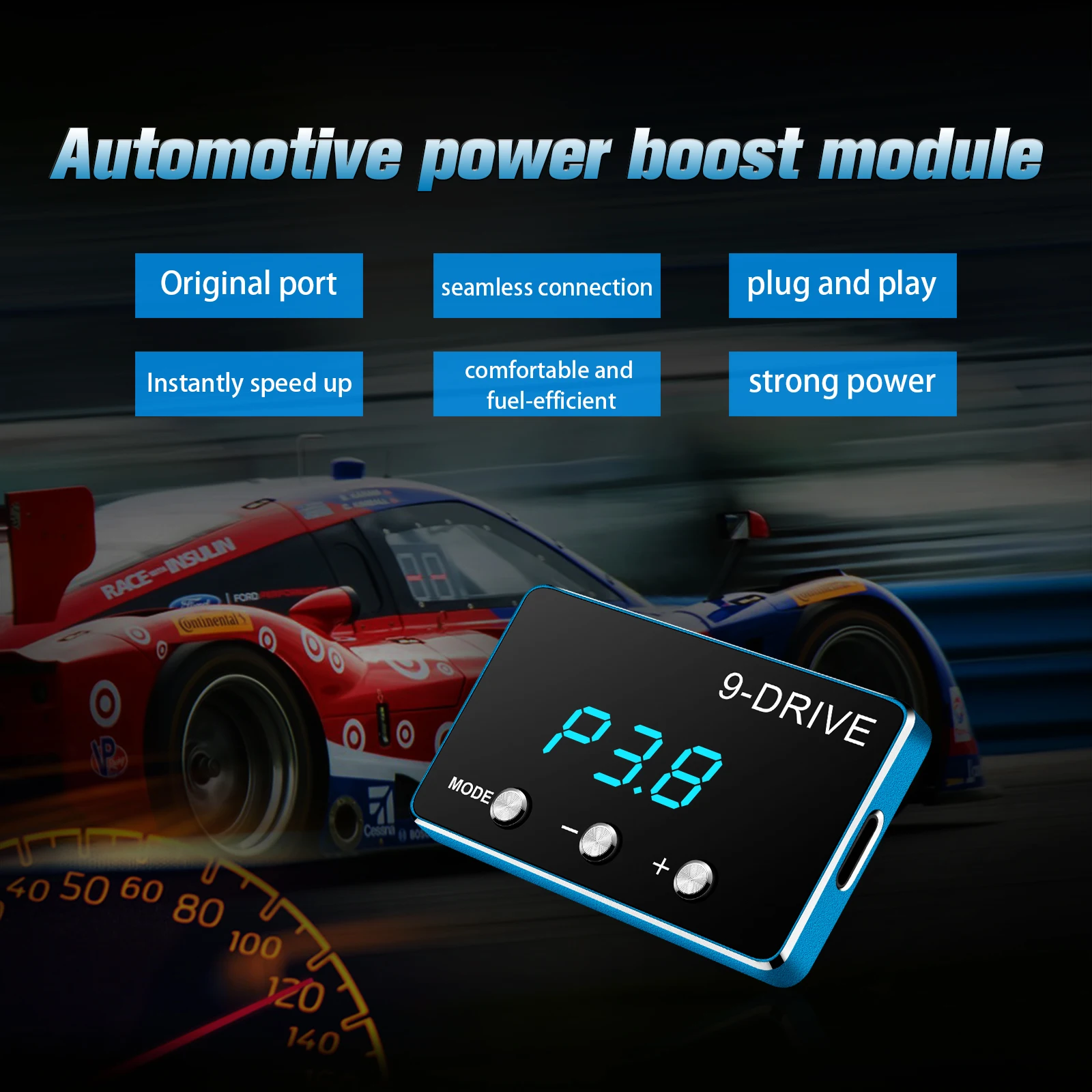 WiiYii Enhanced 9 Drive Modes Car Accelerator Electronic Throttle Controller USB-C Connection 2-inch LED Screen Universal 5V
