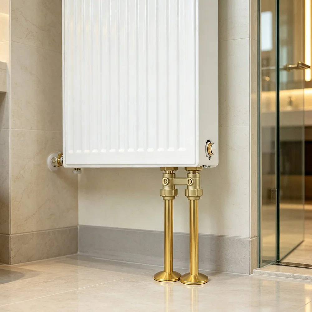 2Pcs Brushed Gold Radiator Pipe Decorative Sleeve 15x200mm Multi‑Purpose Cover Towel Hanging Function For Household Heating Pipe