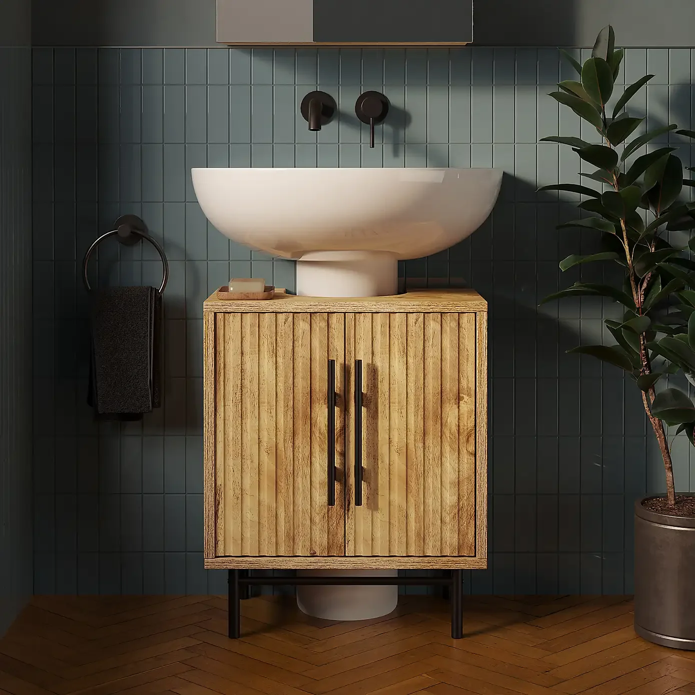 

！@Combohome Wholesale Modern Integrated Top and Sink Wood Eco-Friendly Durable Floor Standing Black Bathroom Vanity Cabinet