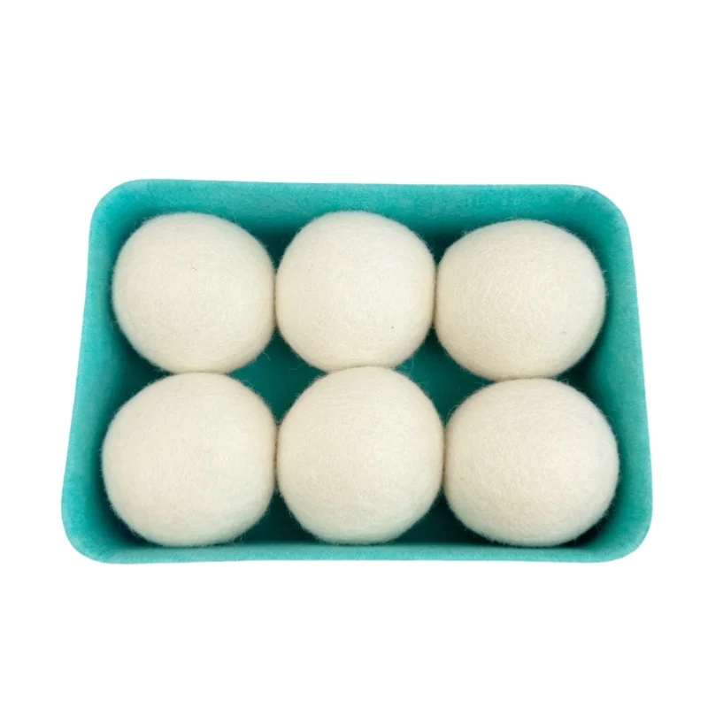 Pure 100% Wool Dryer Balls Include Felt Boxes, Reduces Drying Time and Wrinkles,Chemics-Free,Baby Safe,Easy to Store,6 Packs