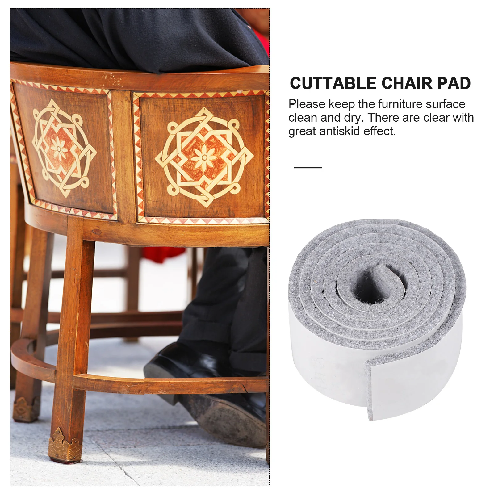 

DIY Furniture Pad Roll Durable Long Time Use Felt Chair Pads Anti Scratch Smooth Gray Surface Easy Stick Home Protector