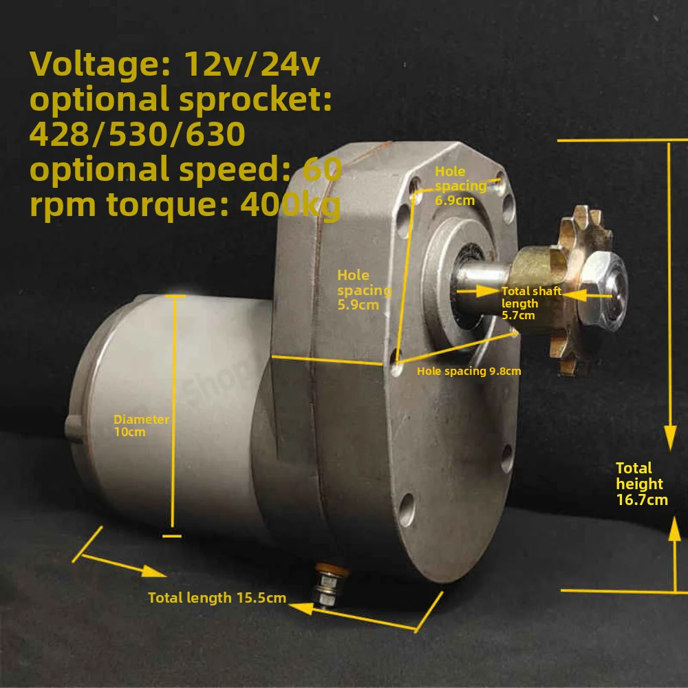 600W High Torque Motor 16 Hex Hole Sprocket Motor Modification Seeder Fertilizer Spreader Wheelbarrow Pipe Winder