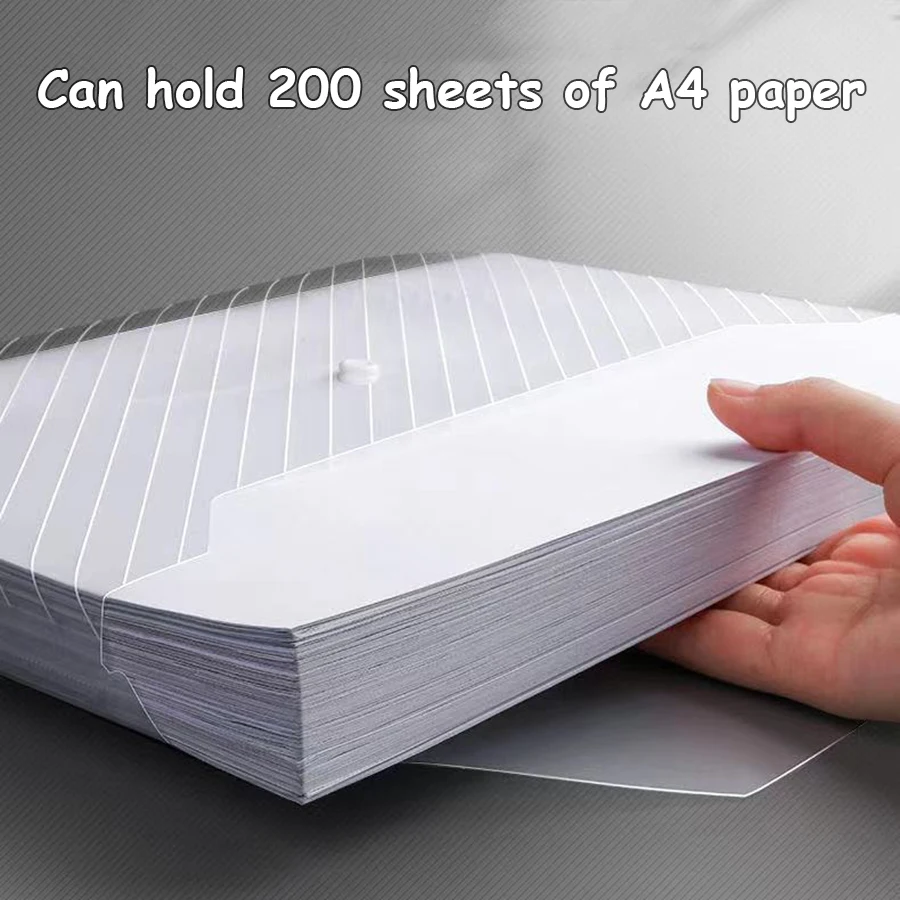 10pcs A4 Transparent Snap Button Style Document Storage Bag Daily Office File Sorting Organizing Folder Large Capacity File Bags