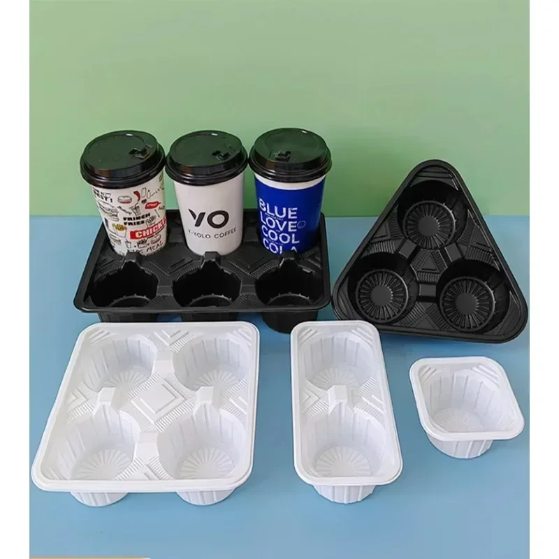 Thickened Disposable Plastic Cup Holder   Drink Coffee Takeaway Packaging  Anti Spill 1/2/3/4/6 Cup Holder White Fixed Rack Tray