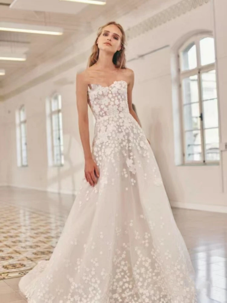 Sweetheart abiti da sposa abiti da sposa glamour Appliques di pizzo 2024 abiti senza maniche senza schienale per la sposa 2023 Vestidos De Novia