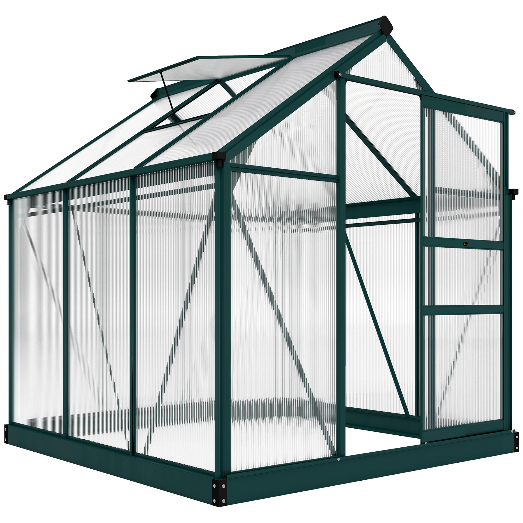 6' x 6' x 7 Greenhouse Aluminum Frame Walk-In Outdoor Plant Garden Polycarbonate