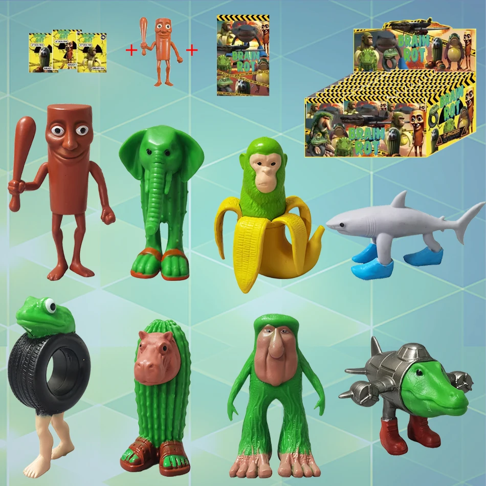 

24Pcs Anime Tung Tung Sahur Figure Blind Box 8PCS Action Figurine Doll Kits Collection PVC Model Toy Children Birthday Gift