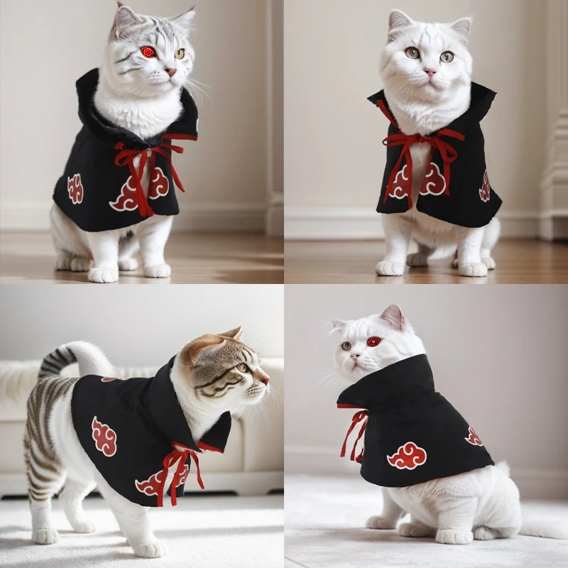 Ropa para gatos, capa de organización de Naruto Akatsuki, capa para perro pequeño, vestido de Ninja, disfraz para mascotas, decoración de fiesta, accesorios para fotos