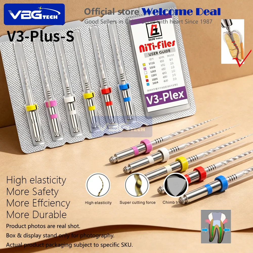 6Pcs/Set Endo Rotary Flexible NiTi File for Endomotor Handpiece Root Canal Dentistry Fiber Glass Post Endodontic Reciprocating