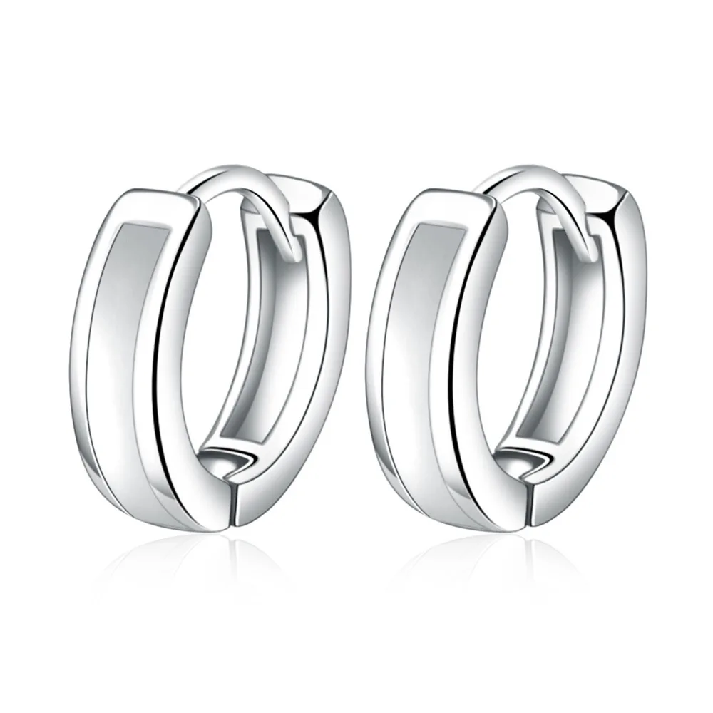 2023 Original Classic Silver Color Small Hoop Earrings White Black Personality Piercing Earings For Women Men Fine Jewelry Gift