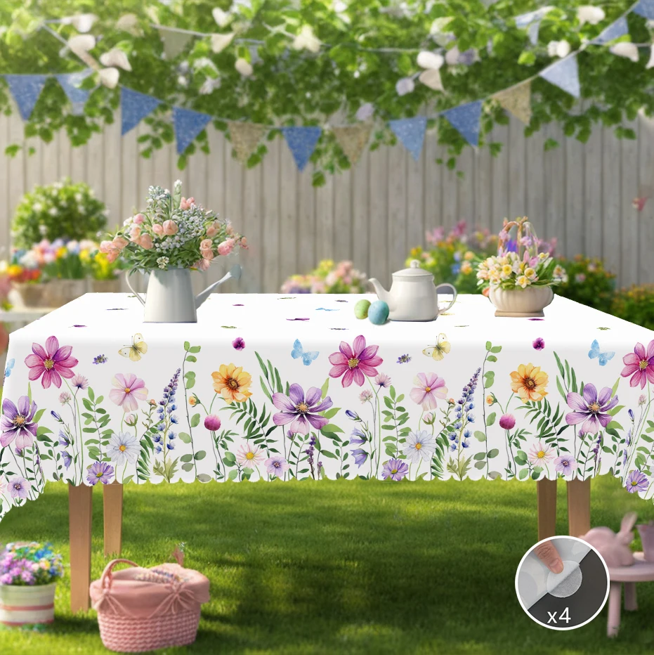 1 Piece of Spring and Summer Romantic Retro Floral Pattern Round Tablecloth, Butterfly Print Rectangular Tablecloth, Home Kitchen Table Cover, Indoor and Outdoor Use, Home Decoration, Holiday Gift for Family Friends