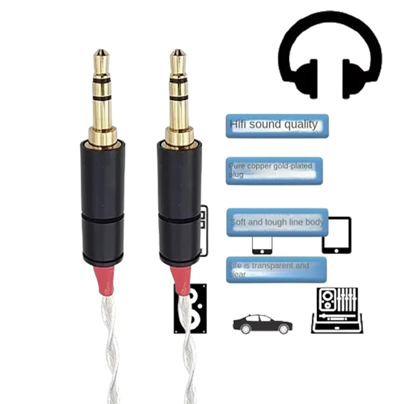 

Dutch-Engineered Single Crystal Copper Silver-Plated 3.5mm Male-to-Male Stereo AUX Cable for Mobile/Car Audio​