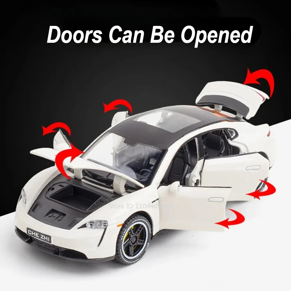 Scala 1:32 Taycan 911 GT3 Modello di auto sportiva Giocattolo Diecast in metallo Suono Luce Tirare indietro Veicoli in miniatura Collezione di giocattoli Ornamenti