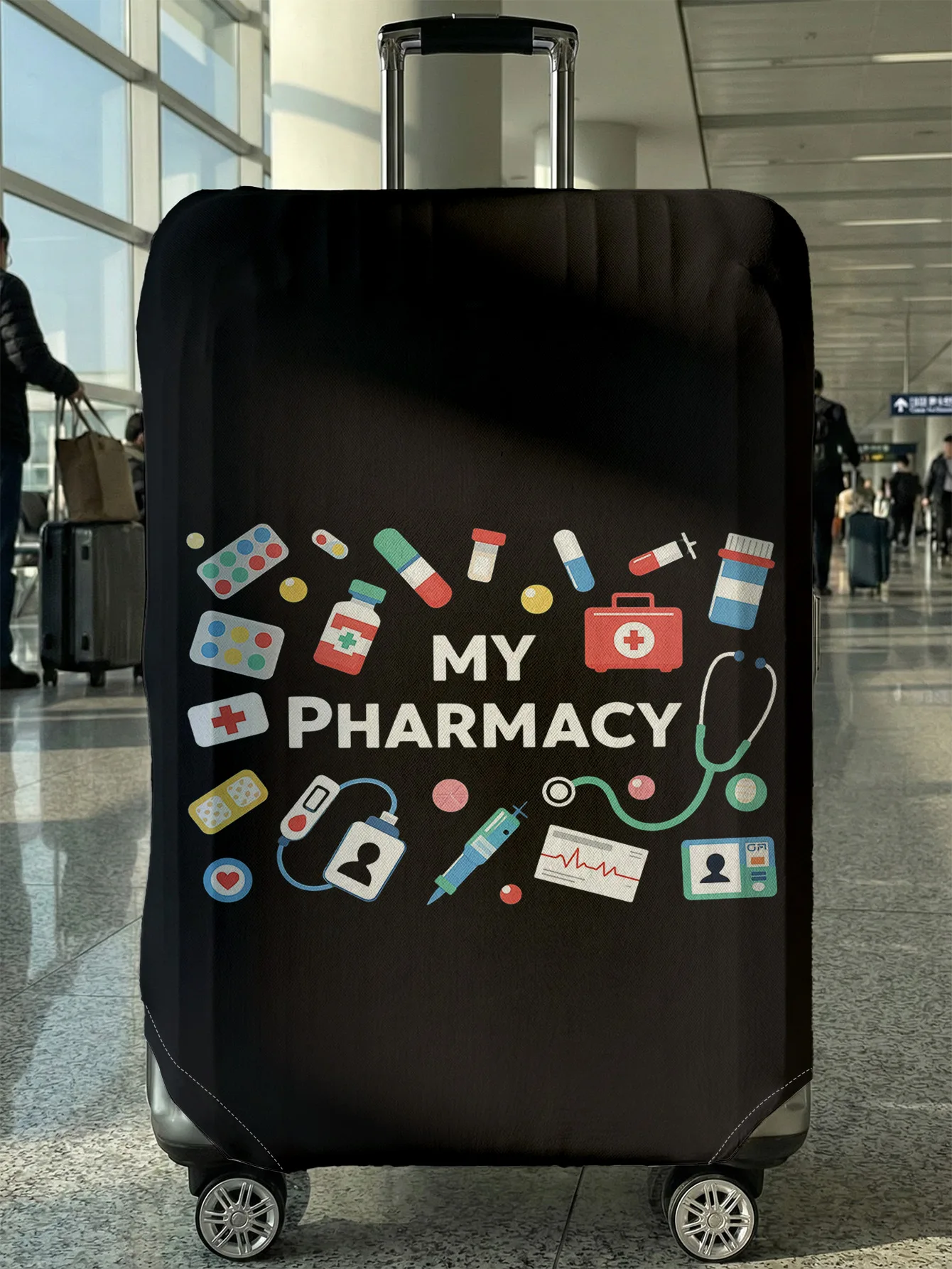 

Защитный чехол для багажа с мультяшным рисунком в медицинском стиле, подходит для чемоданов 18-32 дюймов, чехлы для ручек чемоданов, аксессуары для путешествий