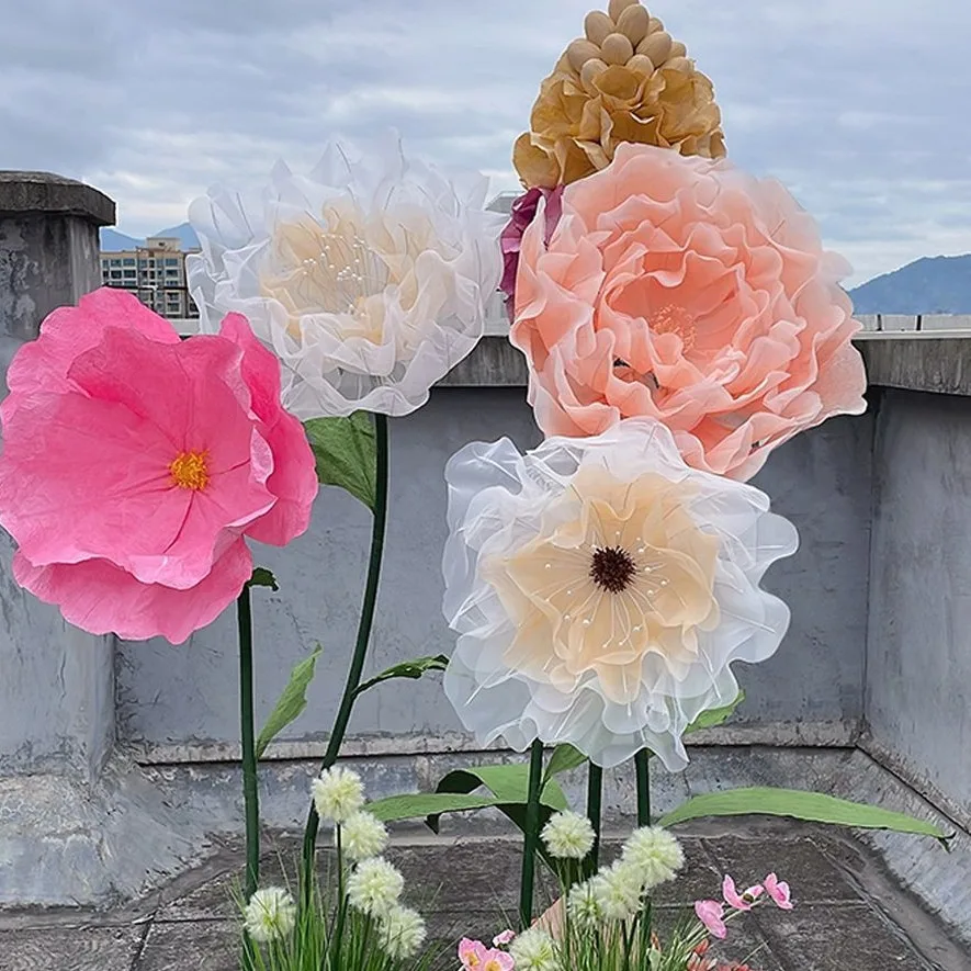 

Mechanical opening and closing wire mesh road flower introduction decoration window ornament simulated floral art wedding