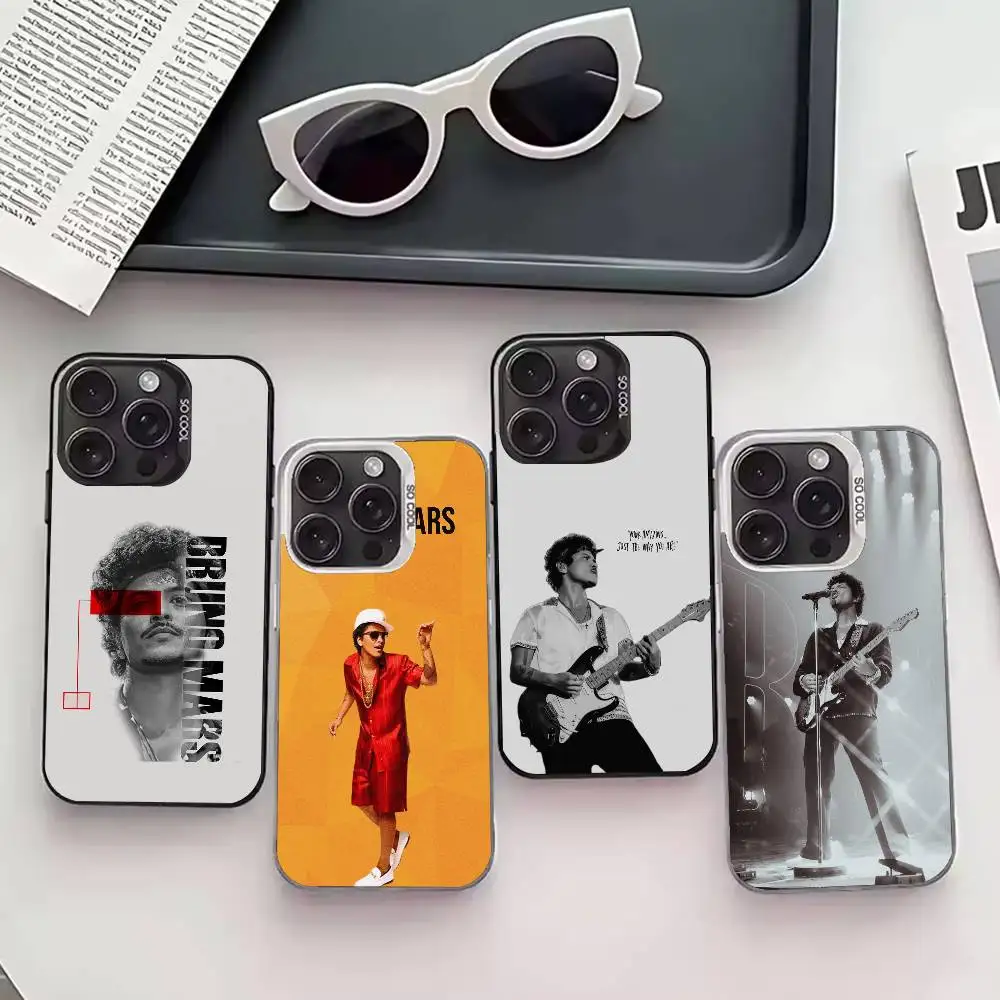 

S-Singer Cool B-Bruno M-Mars Phone Case For iPhone 17,16,15,14,13,12,11 Plus,Pro Max,XS,Colored silver phone case