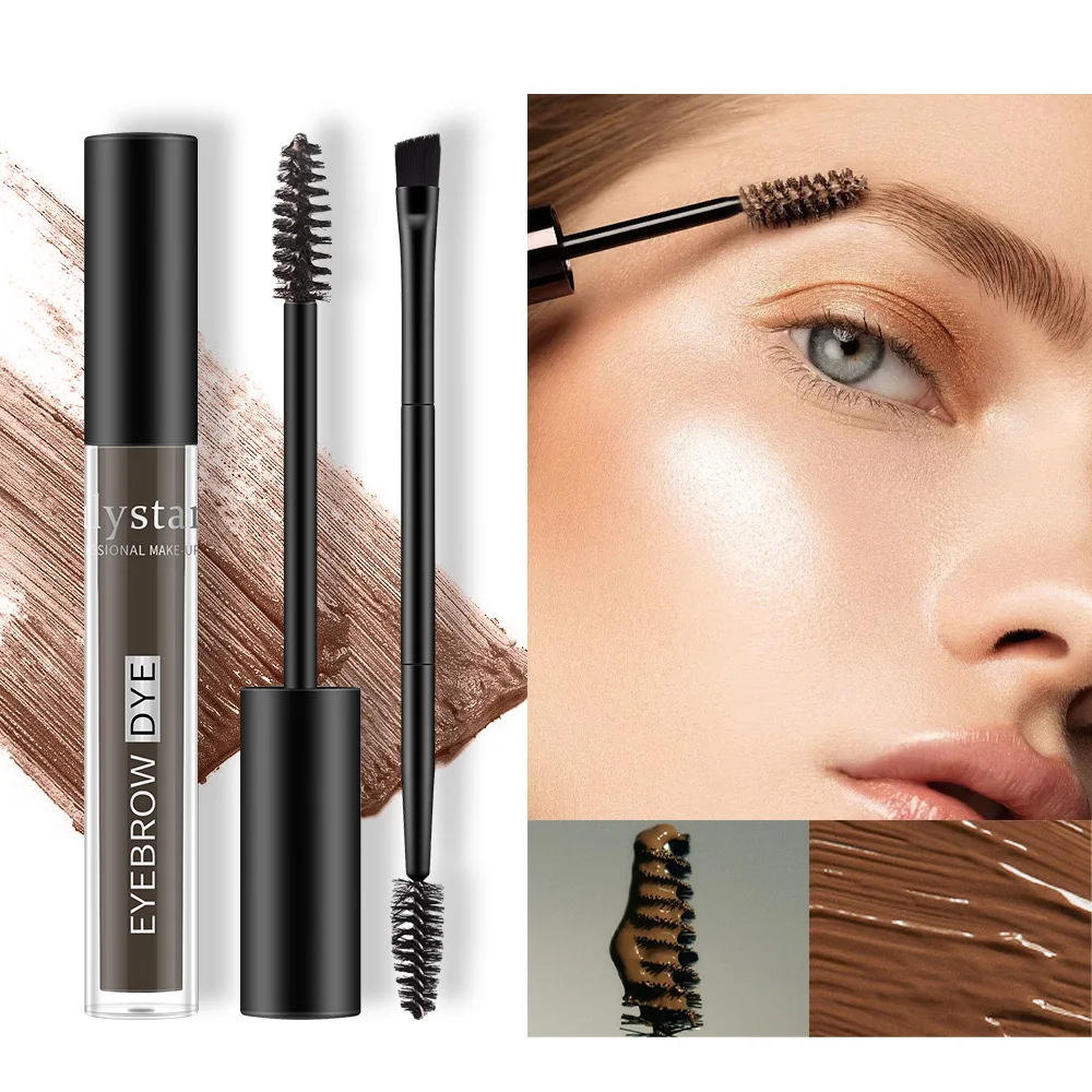 5 Color Dual Ended Liquid Brow Gel Waterproof Smudge Proof 24H Hold Feathery Natural Look for All Day Wear Eyebrows Cosmetics