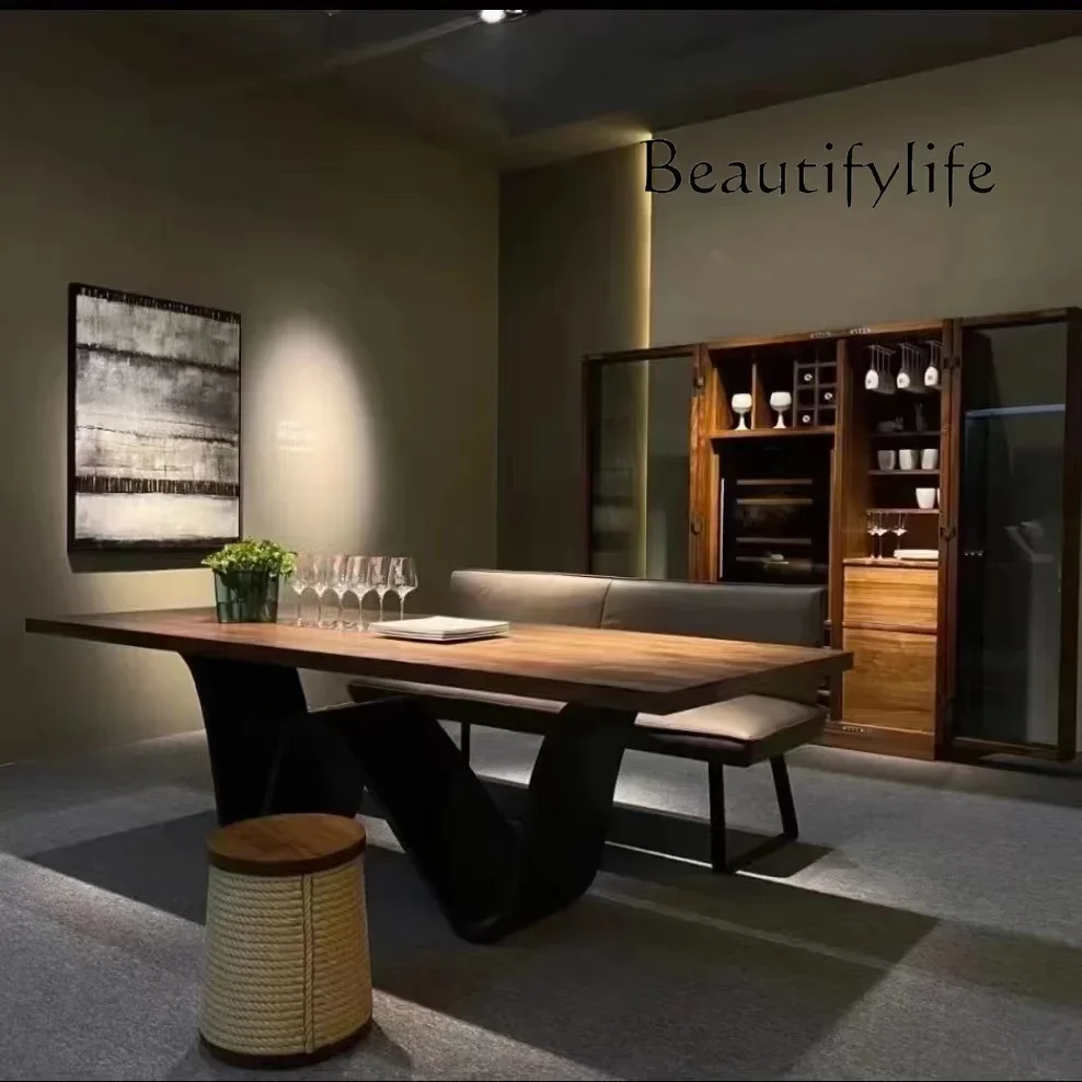 Mesa de jantar italiana, designer francês, mesa de chá minimalista, formato especial, criativa, grande, mesa longa de escritório